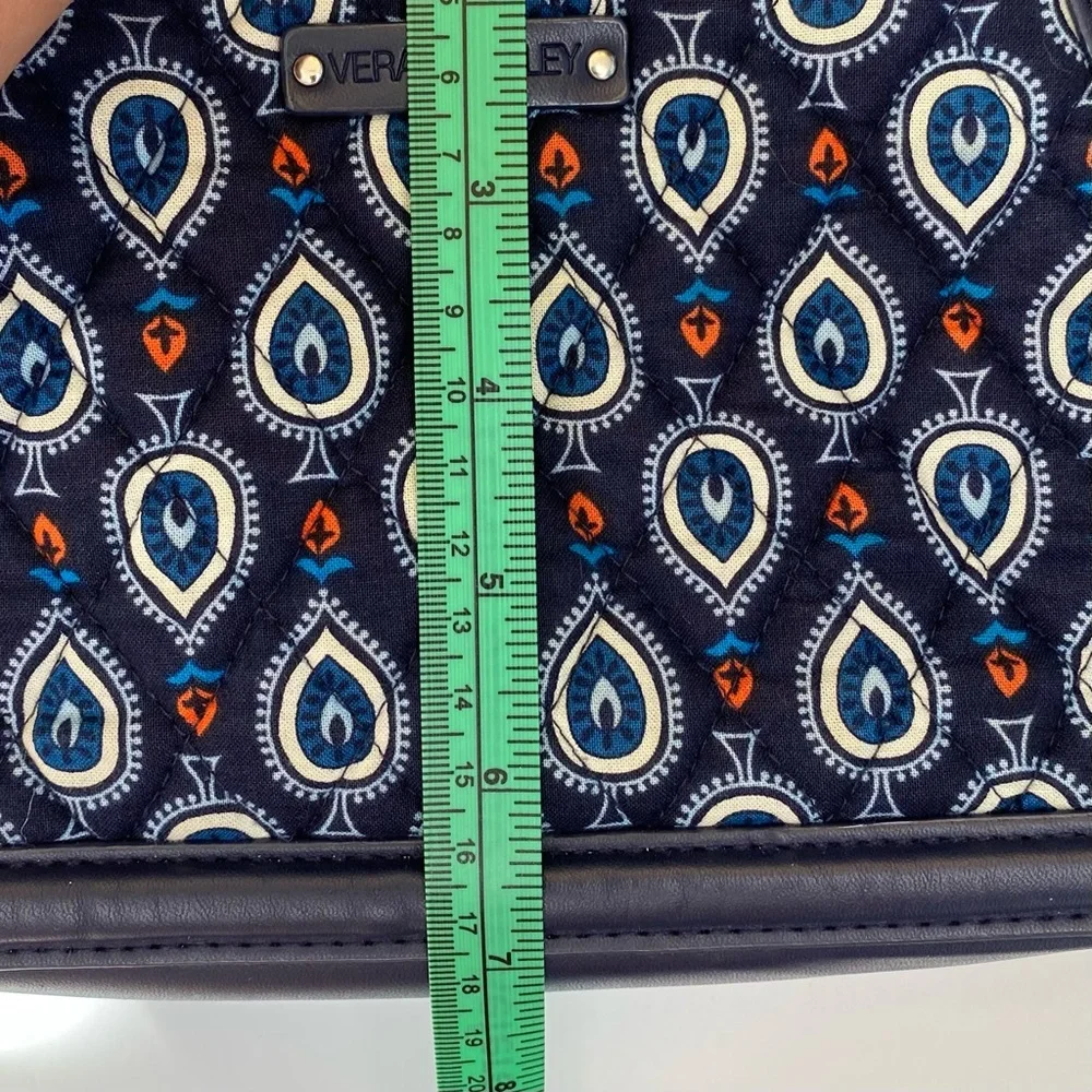 Vera Bradley Women's Trimmed Trapeze Crossbody Purse Marrakesh Motifs Bag Blue